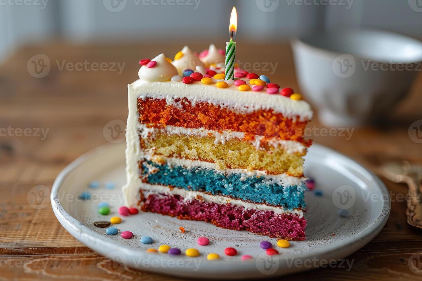 AI generated ultimate birthday cake with candle professional advertising food photography photo