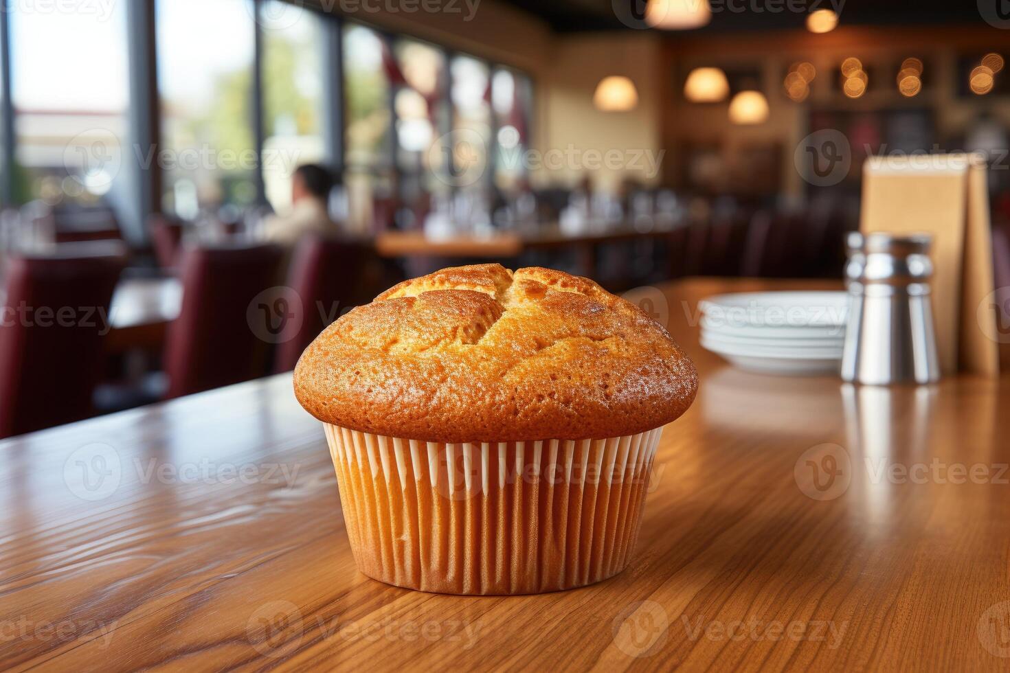 AI generated fresh muffin is served at the kitchen table professional advertising food photography photo