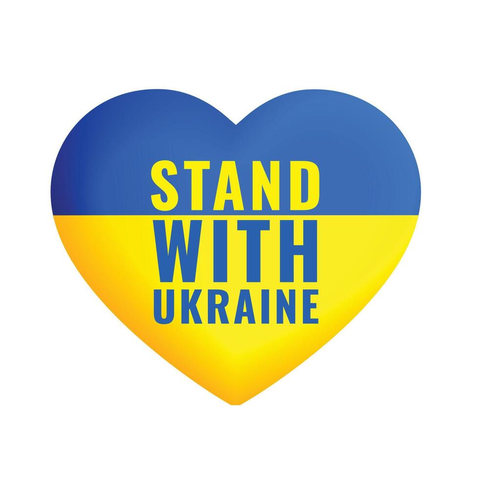 Ucrania bandera corazón con estar con Ucrania mensaje vector