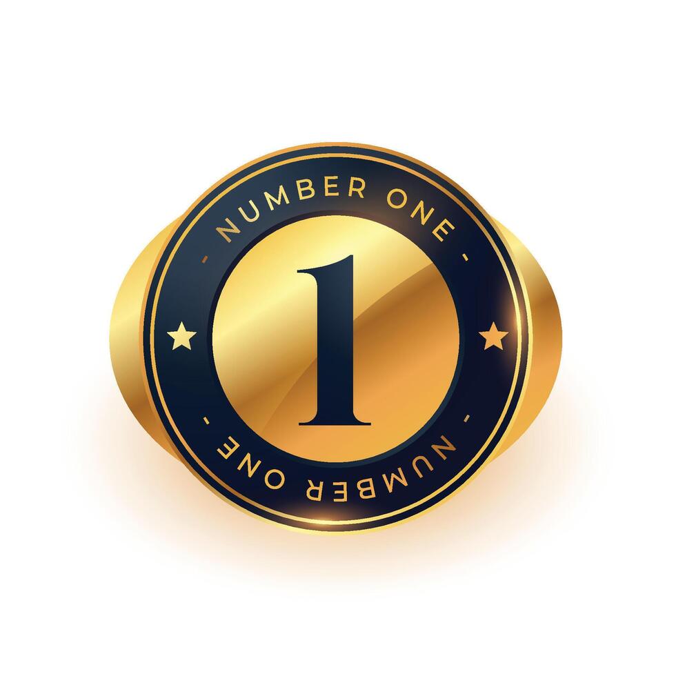 number one golden victory badge for competition success vector