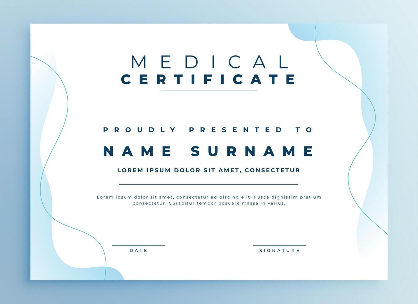 medical health care diploma template a paper of award vector