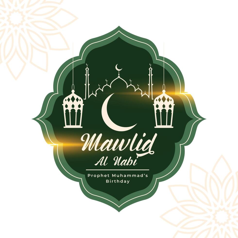 beautiful mawlid al nabi islamic festival greeting design vector