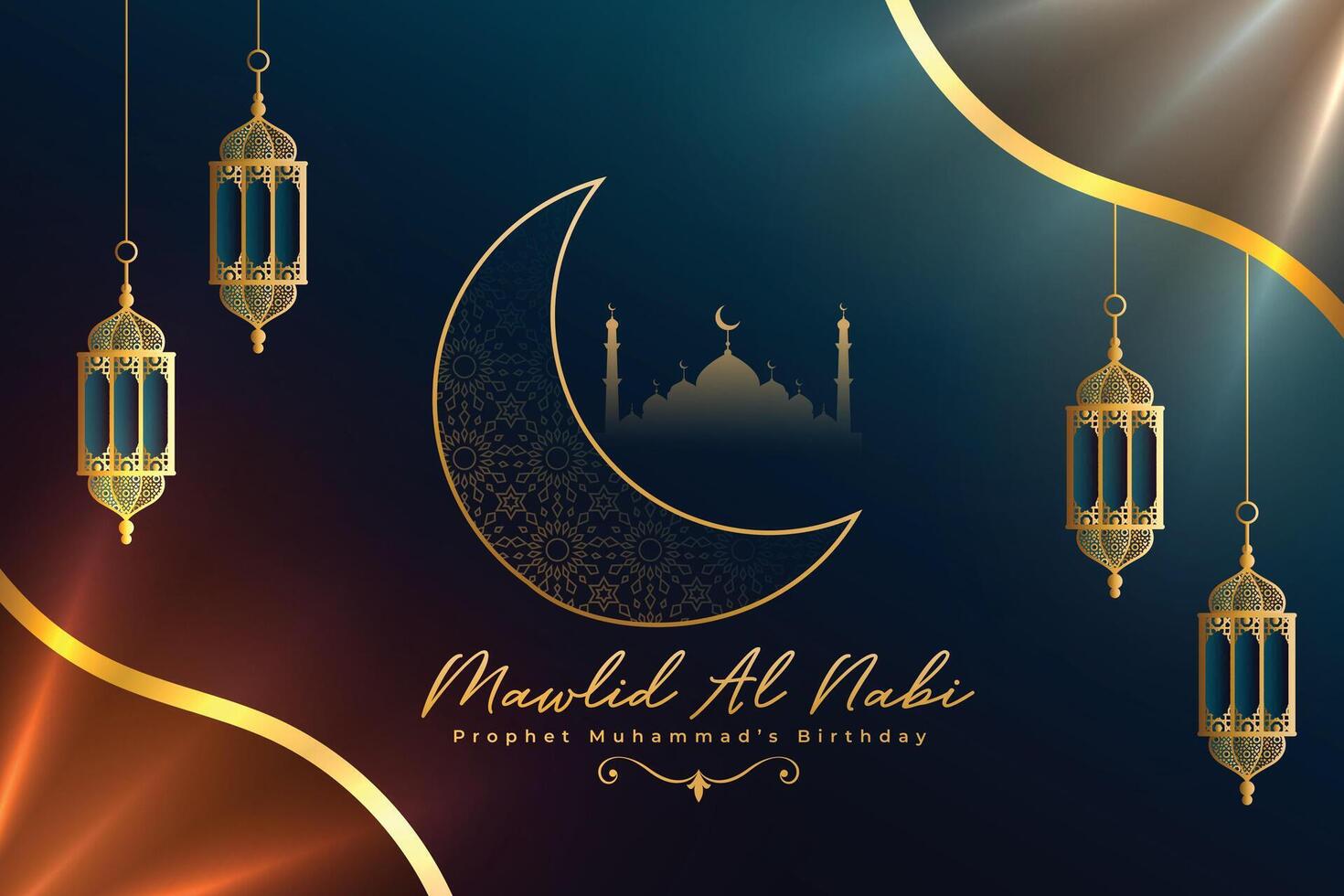 mawlid al nabi islamic beautiful greeting design vector