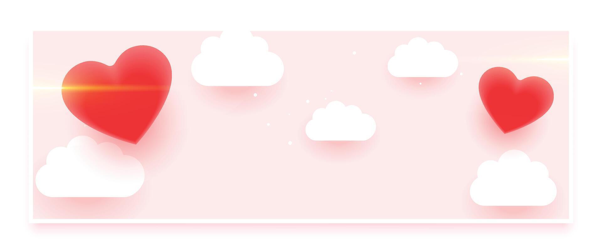 happy valentines day eve wallpaper with cute heart and cloud design vector