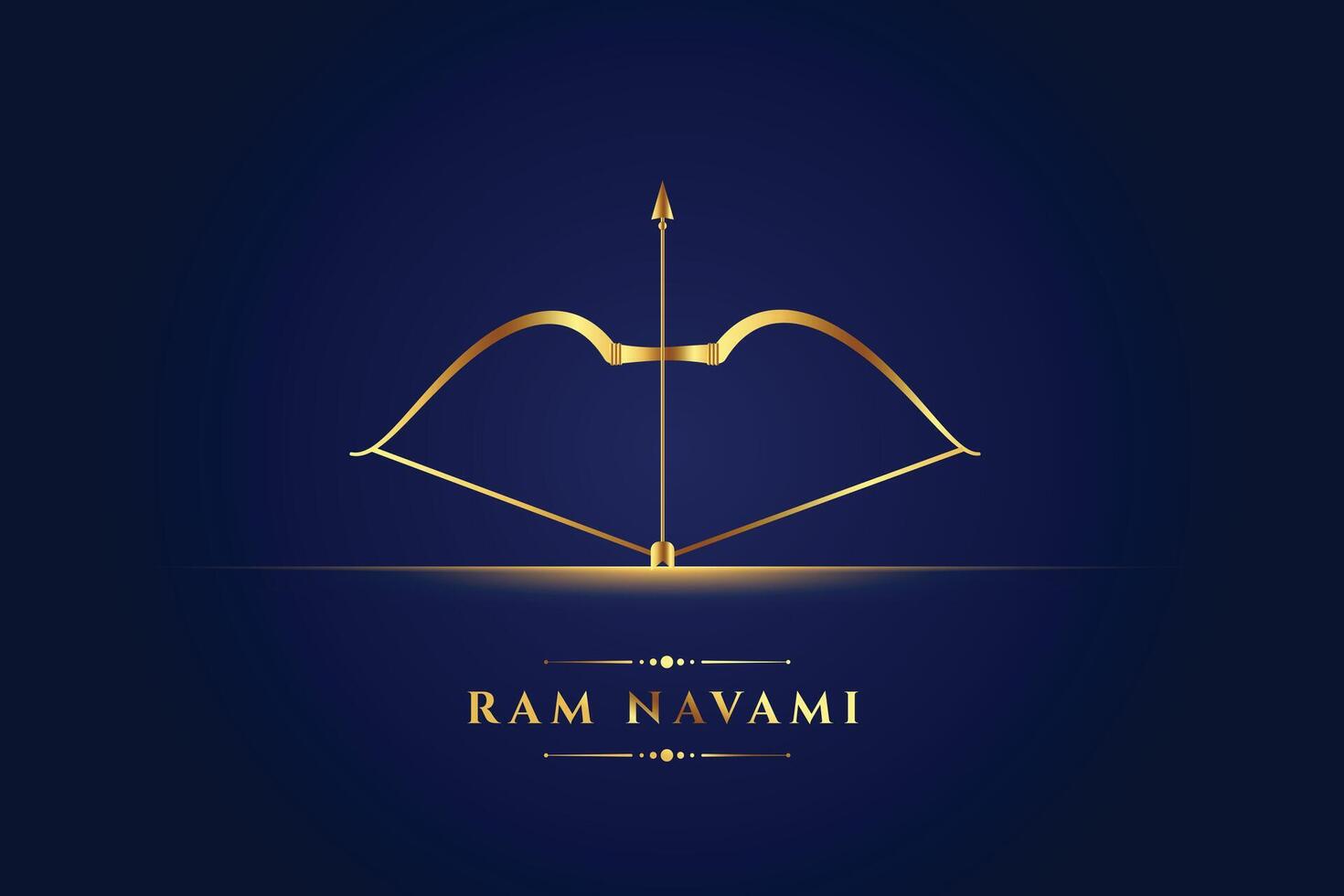 golden bow arrow ram navami greeting design vector