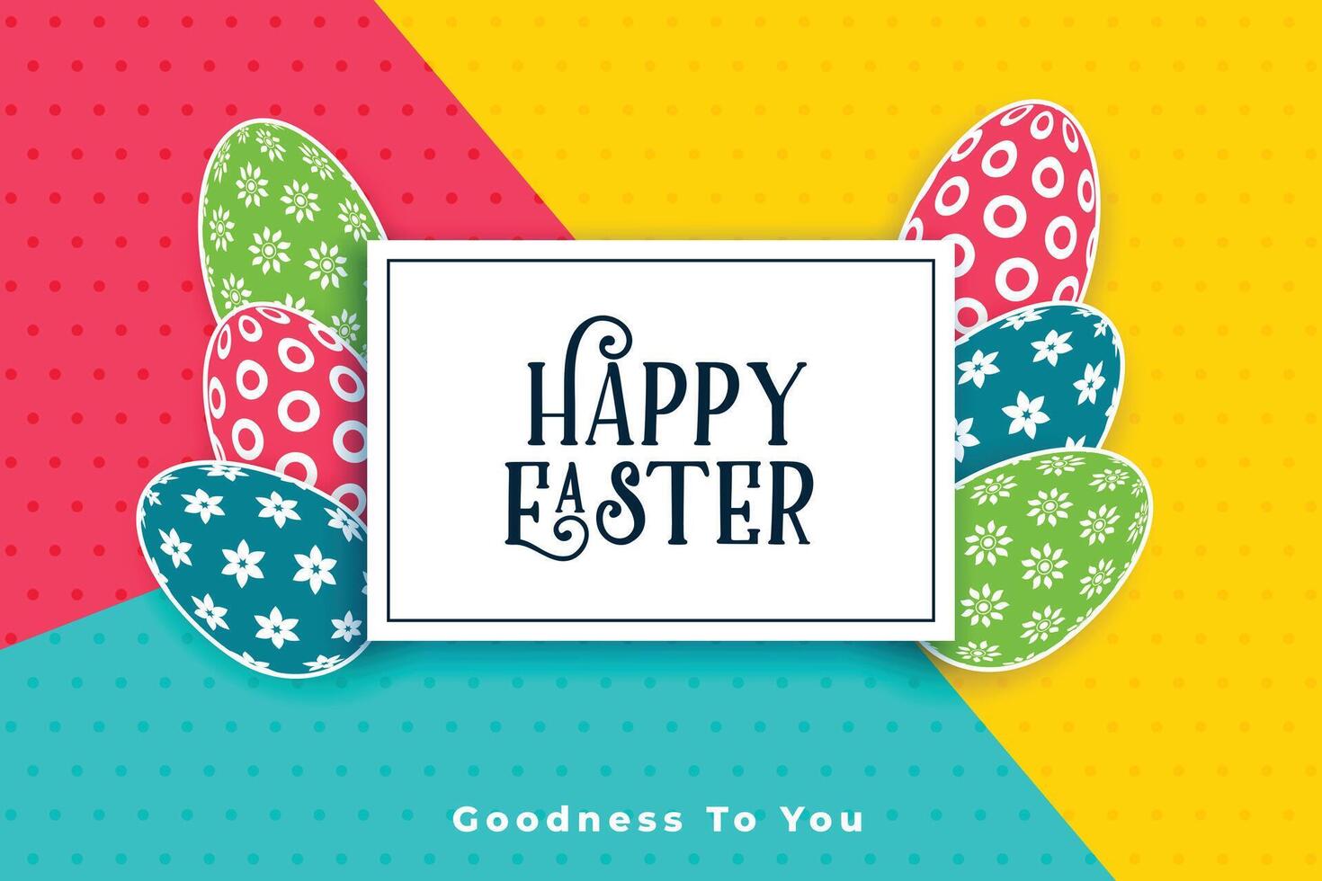colorful happy easter festival card with eggs vector