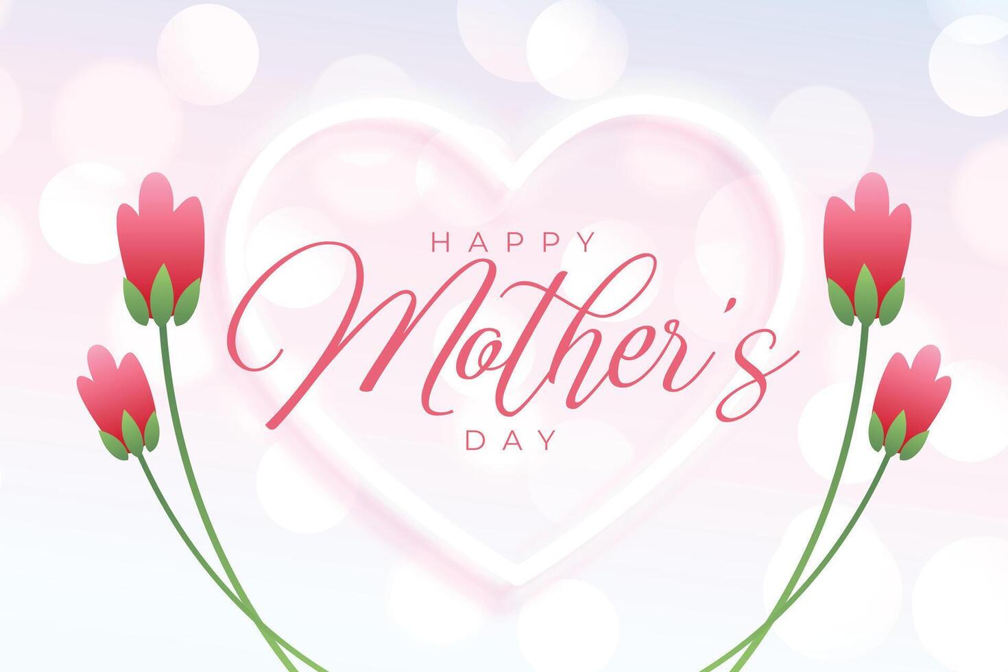 mothers day heart and flower event card design vector