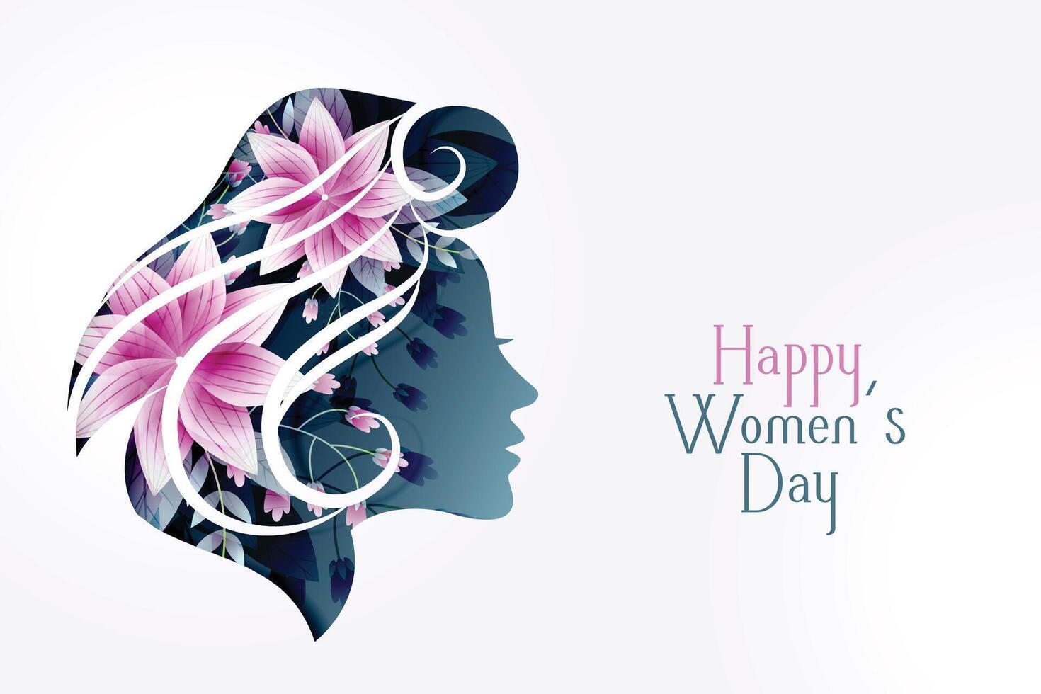 happy womens day card with female flower face vector