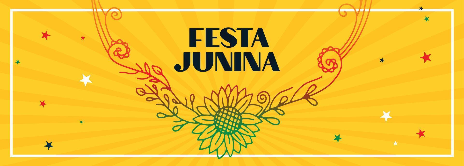 festa junina tradicional Brasil festival flor bandera diseño vector