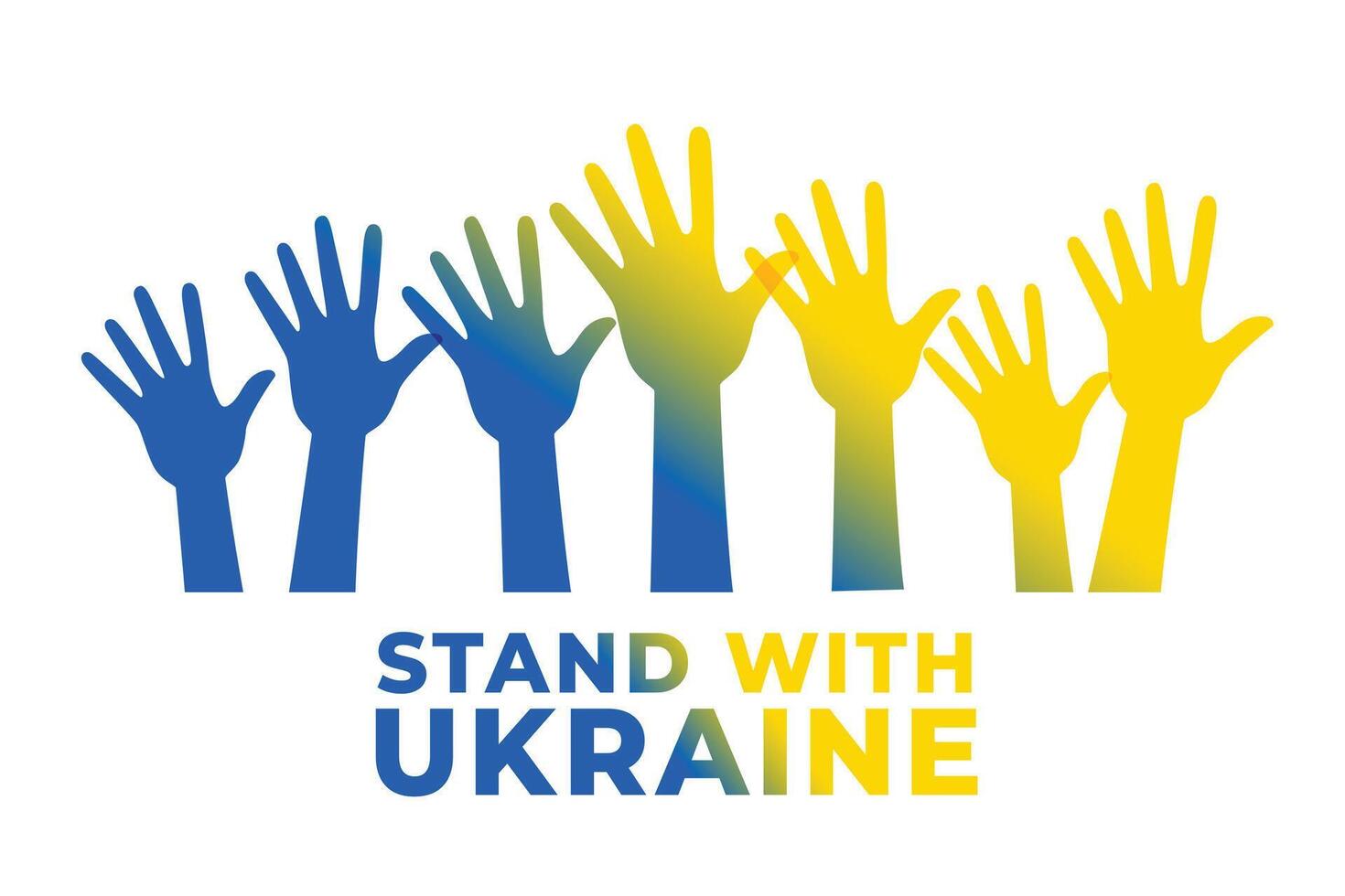 stand with ukraine poster with flag color hands vector