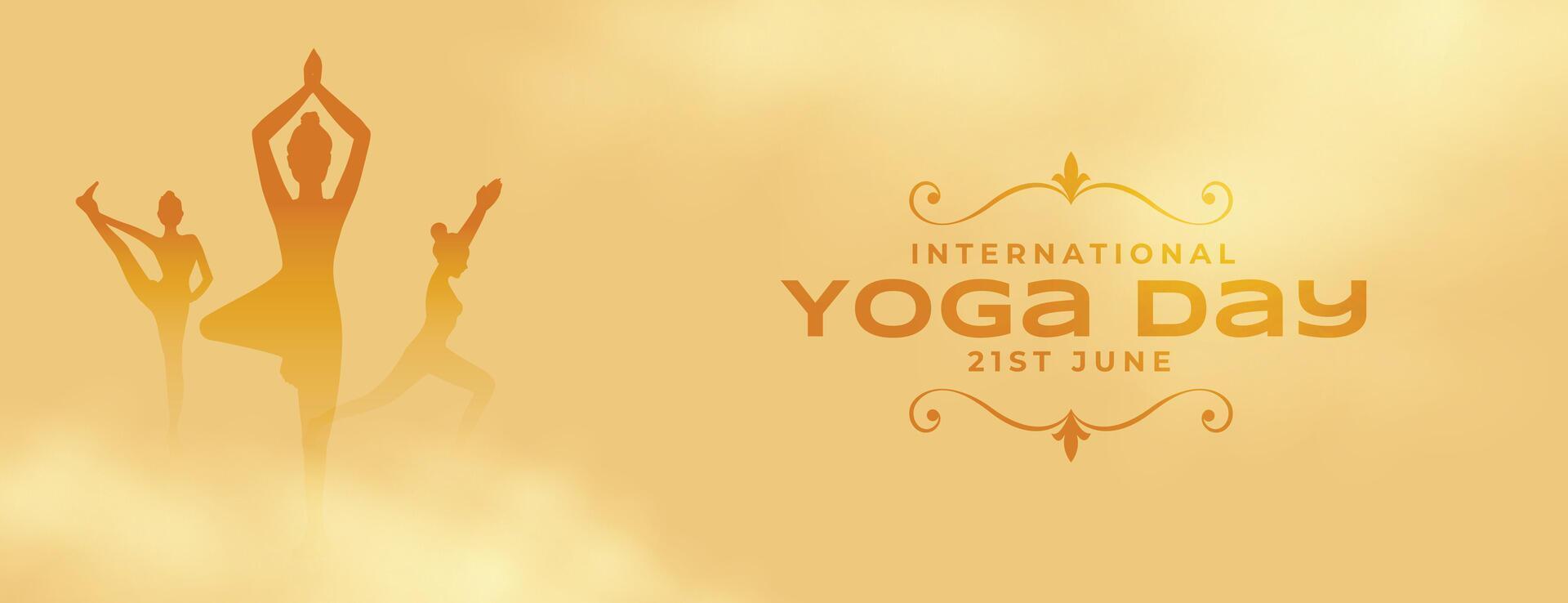 21st june international yoga day posture banner with smoke effect vector