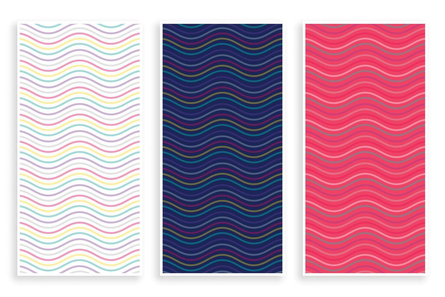 three wavy pattern banners in pink blue white colors vector