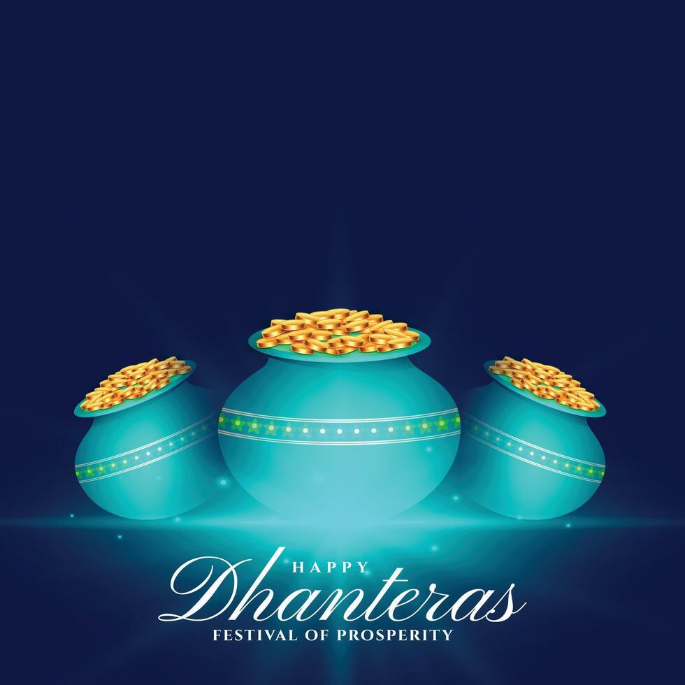 eye catching happy dhanteras spiritual background for wealth and prosperity vector