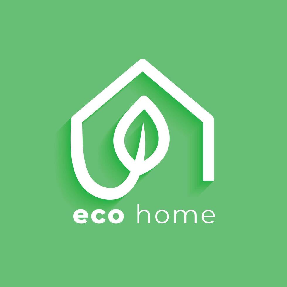 creative eco home icon green background design vector