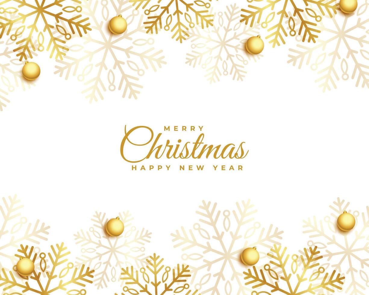 merry christmas festive bauble background with golden snowflake vector