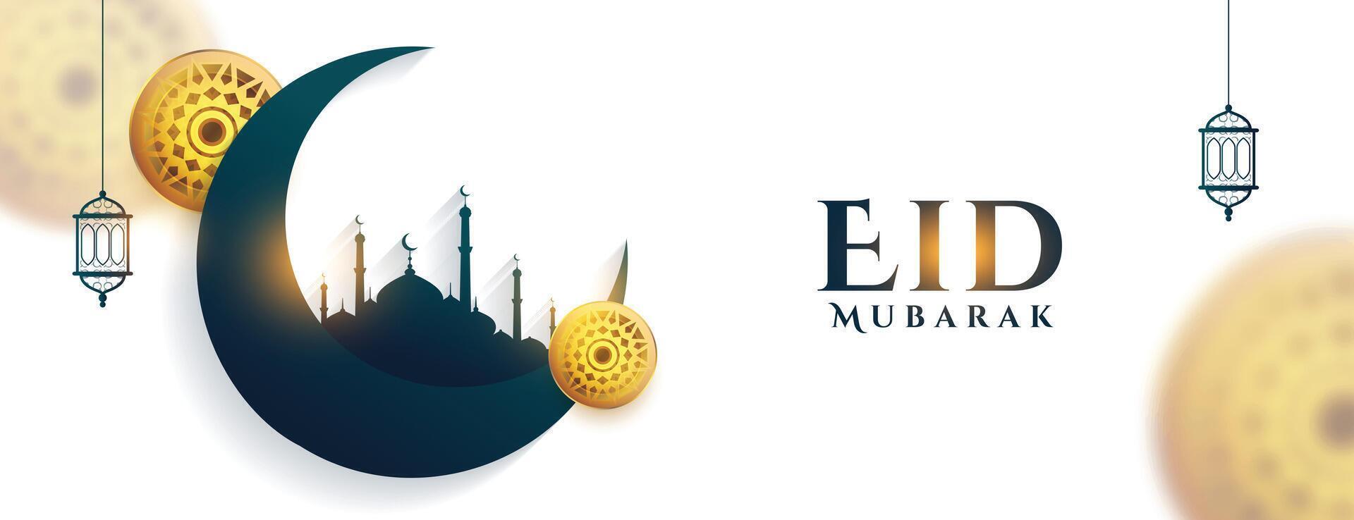 eid Mubarak tradicional islámico bandera diseño vector