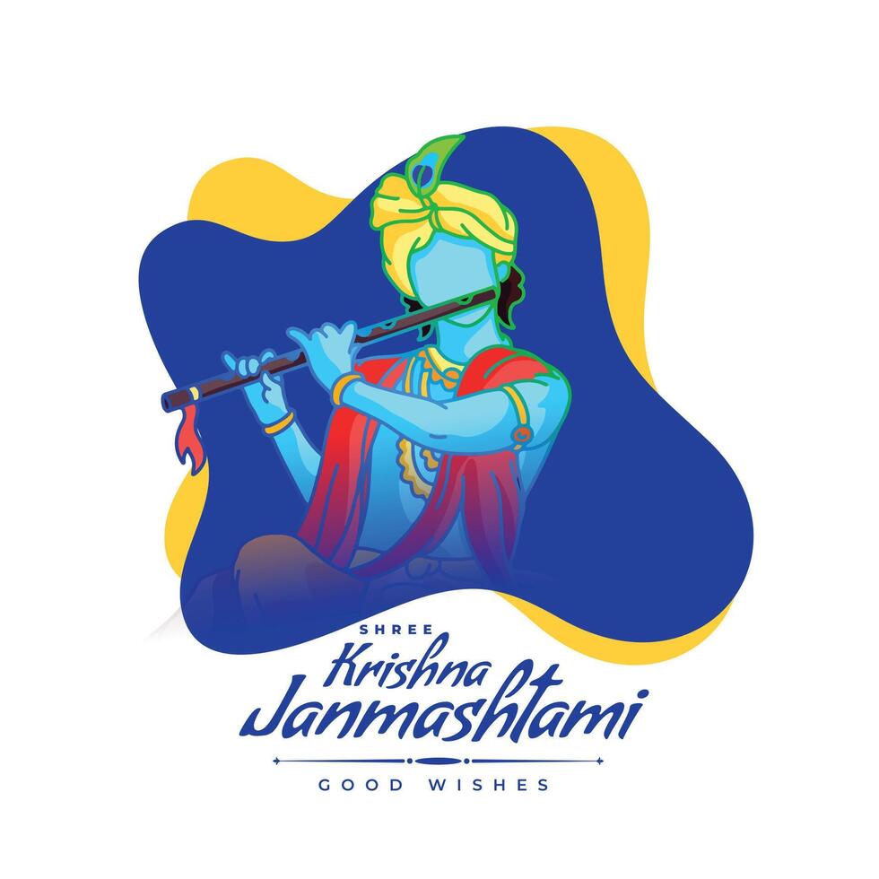 shree krishna janmashtami festival wishes card design vector