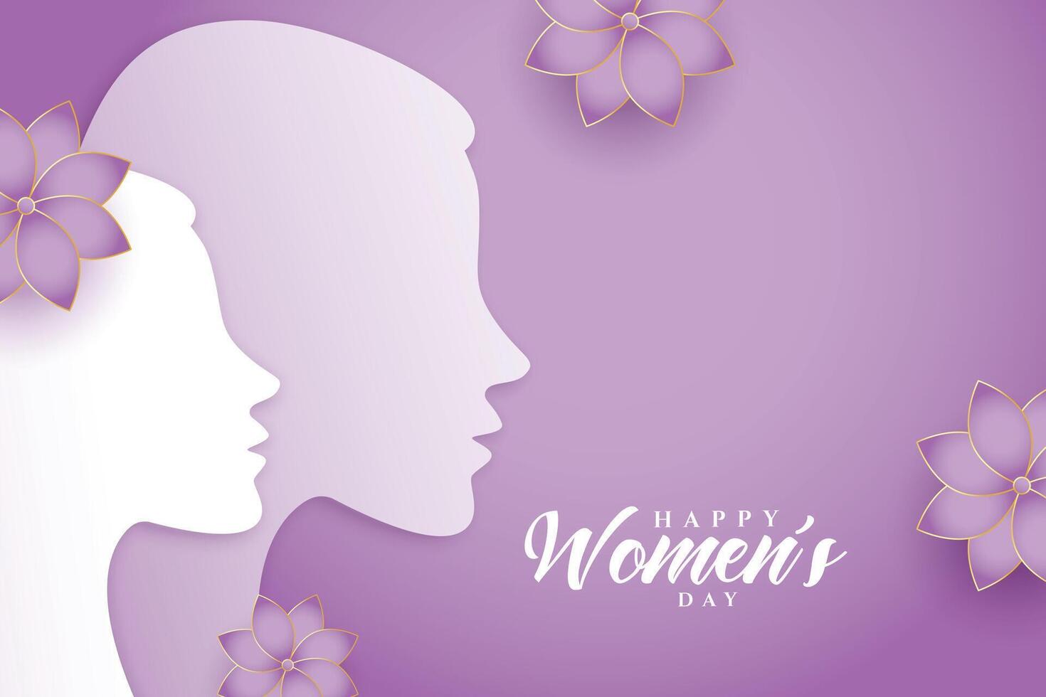 elegant purple womens day celebration wishes card design vector