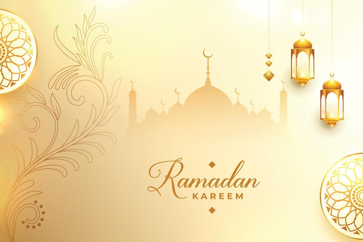 islamic ramadan kareem and eid mubarak wishes card design vector