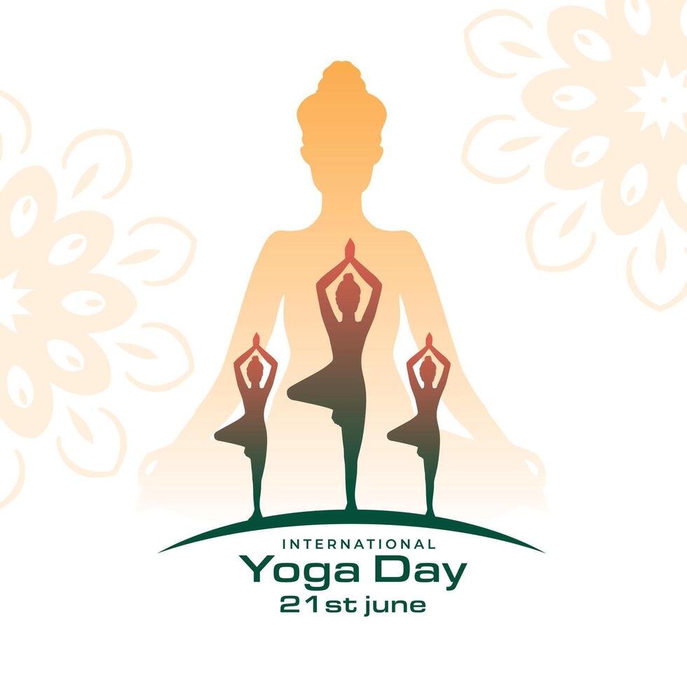 21st june international yoga day background with exercise posture vector