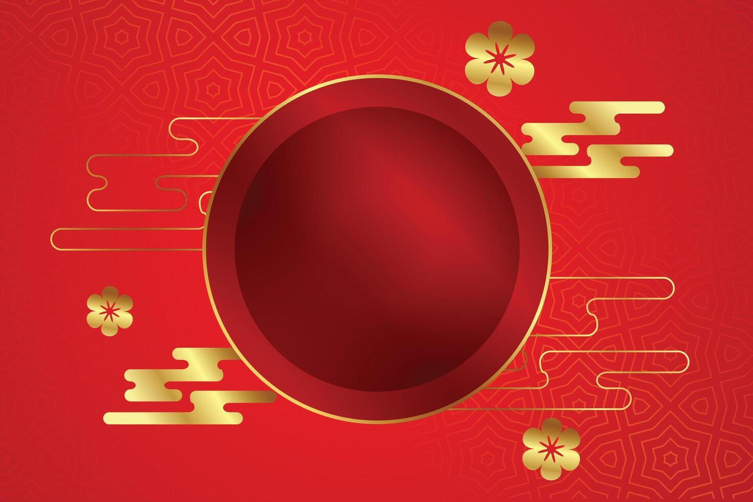 tradicional rojo chino nuevo año bandera con dorado elementos vector