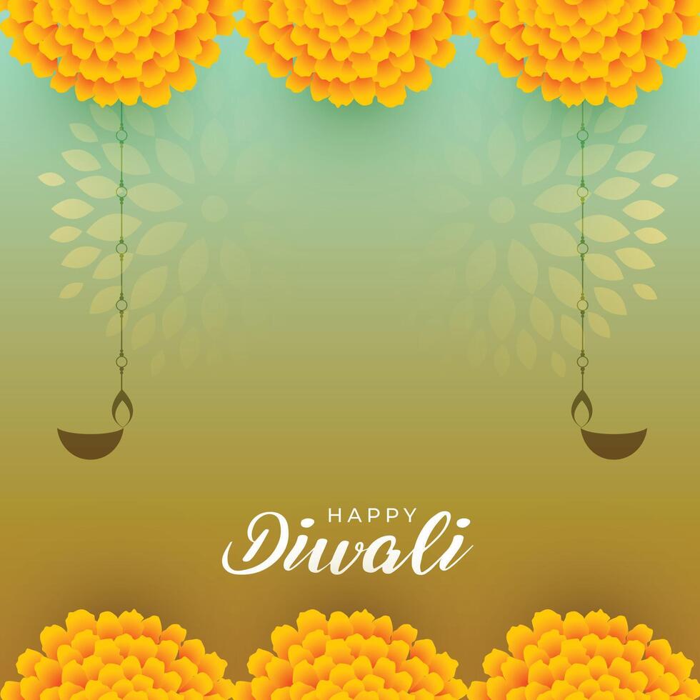 decorative happy diwali greeting background with floral design vector