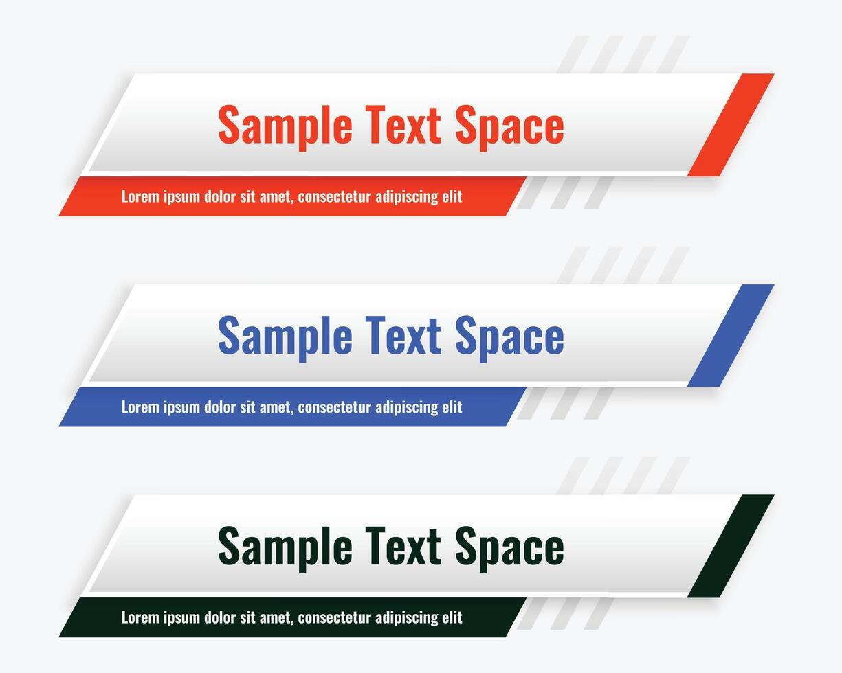 set of three lower third headline header template design vector