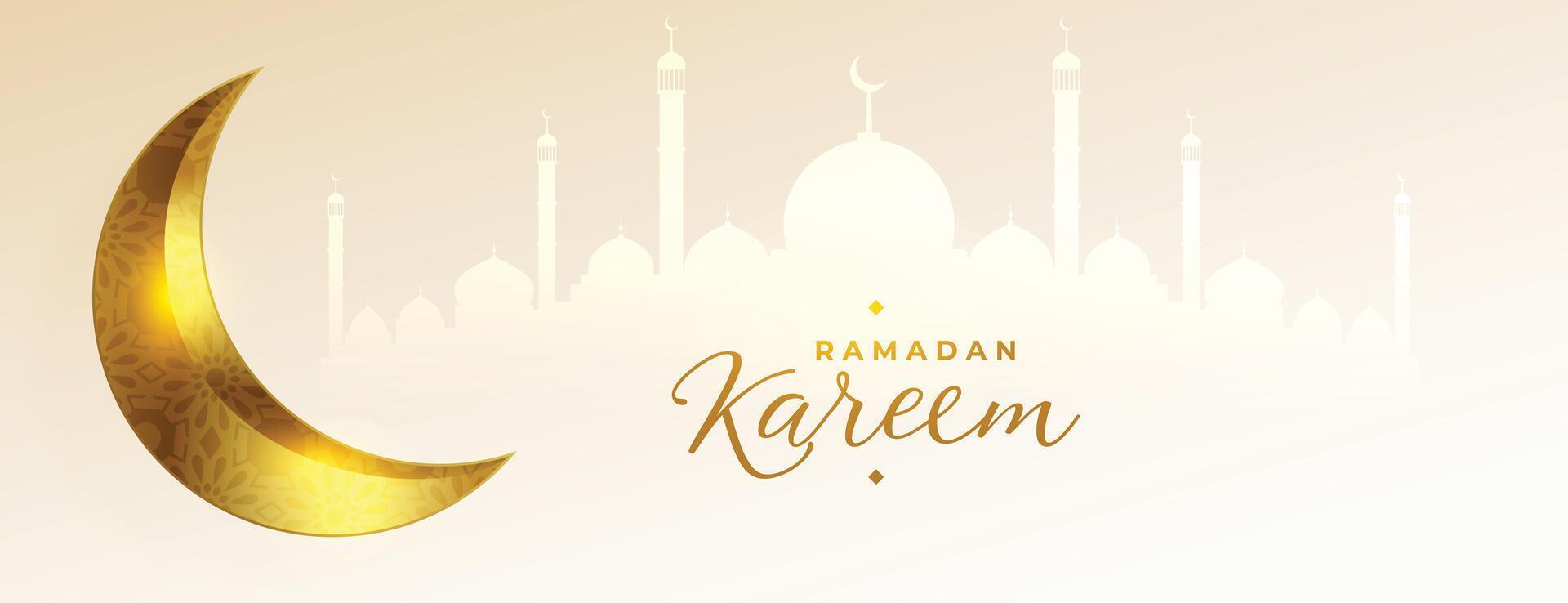 Ramadán kareem islámico dorado 3d Luna bendiciones bandera diseño vector