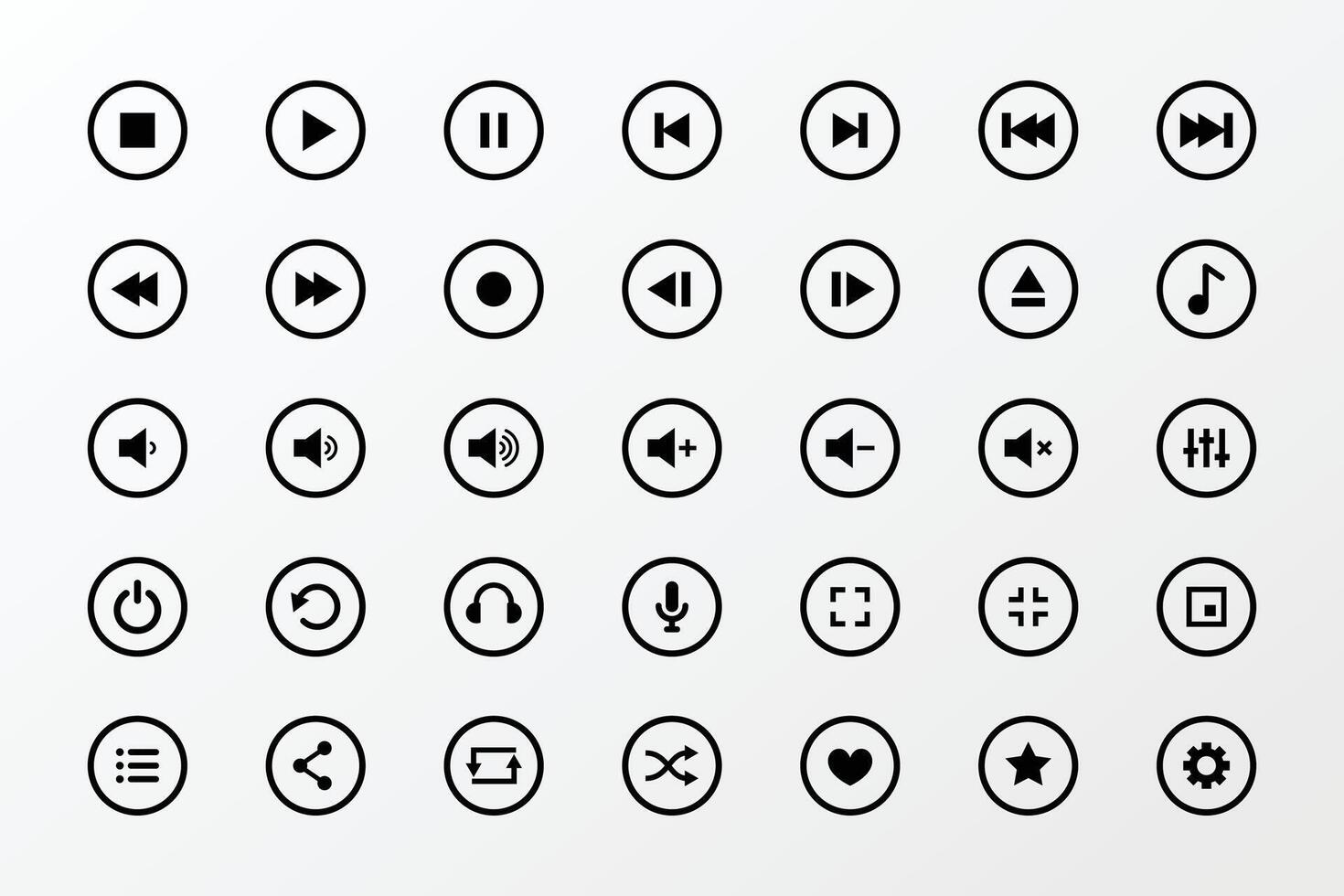 flat style audio player control button symbol vector