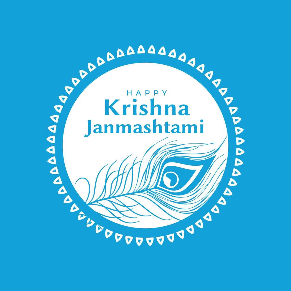 flat color decorative krishna janmashtami festival greeting design vector