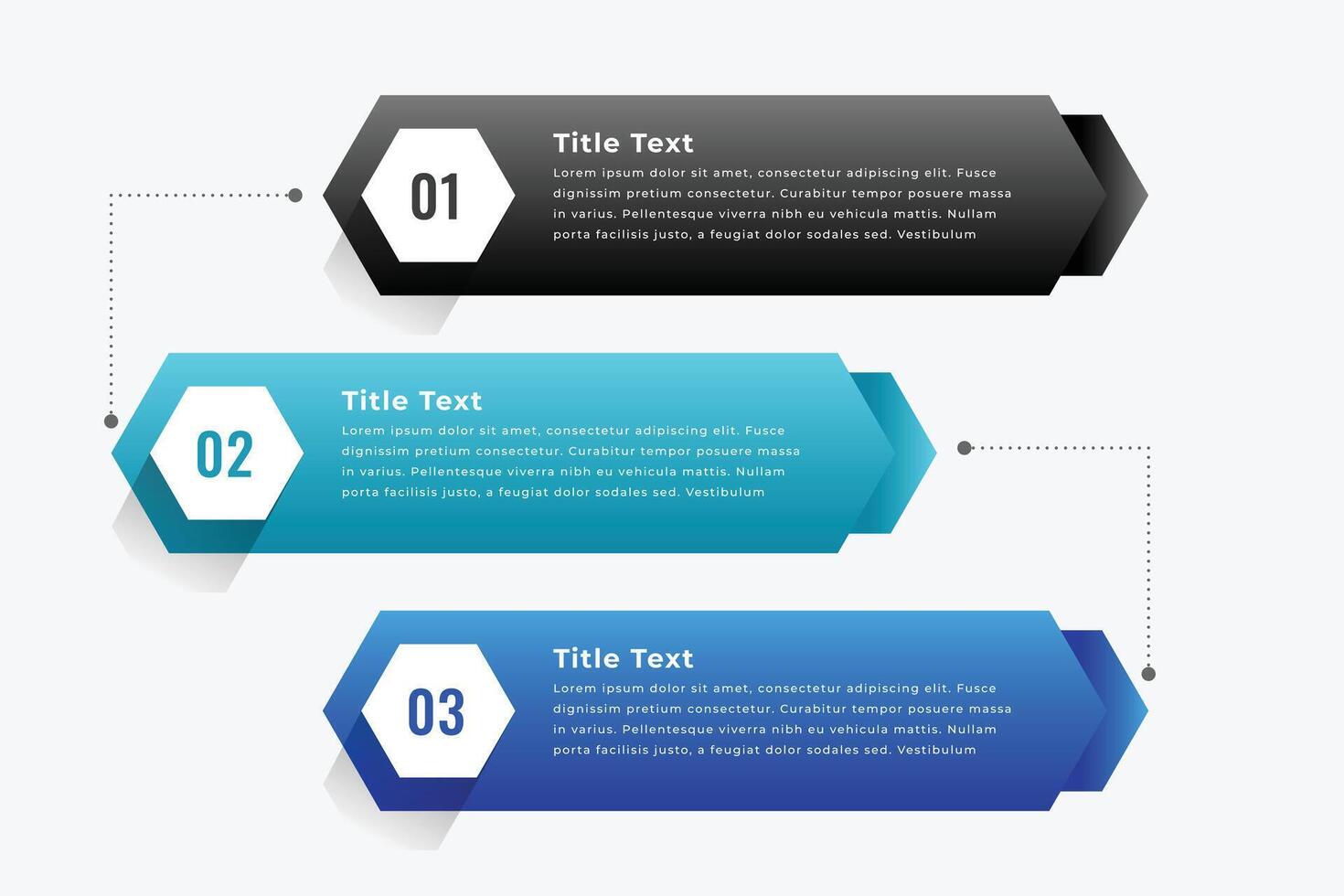 three step business option chart template for office presentation vector