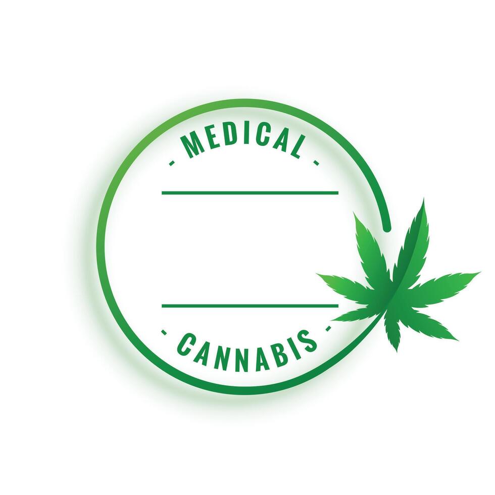medical cannabis label design with leaf vector