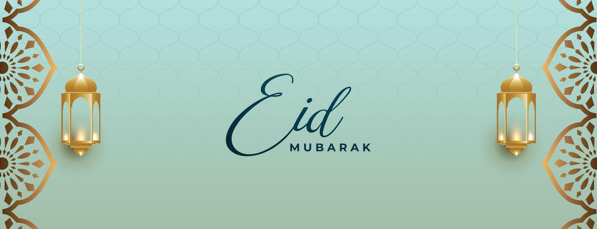 decorative islamic eid mubrak arabic banner design vector