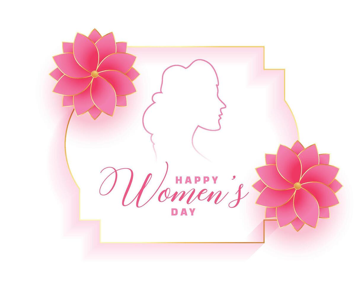 encantador contento De las mujeres día deseos tarjeta con floral decoración vector