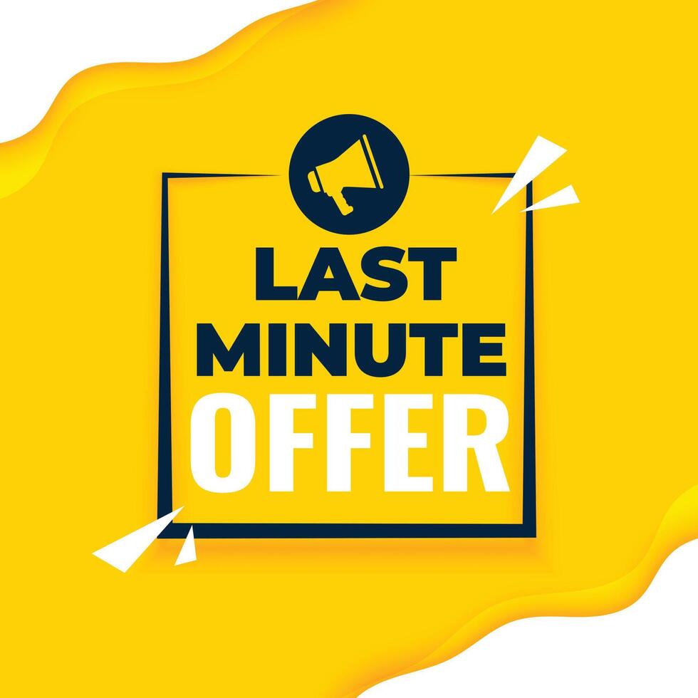 last minute offer fluid background with megaphone for promotion vector