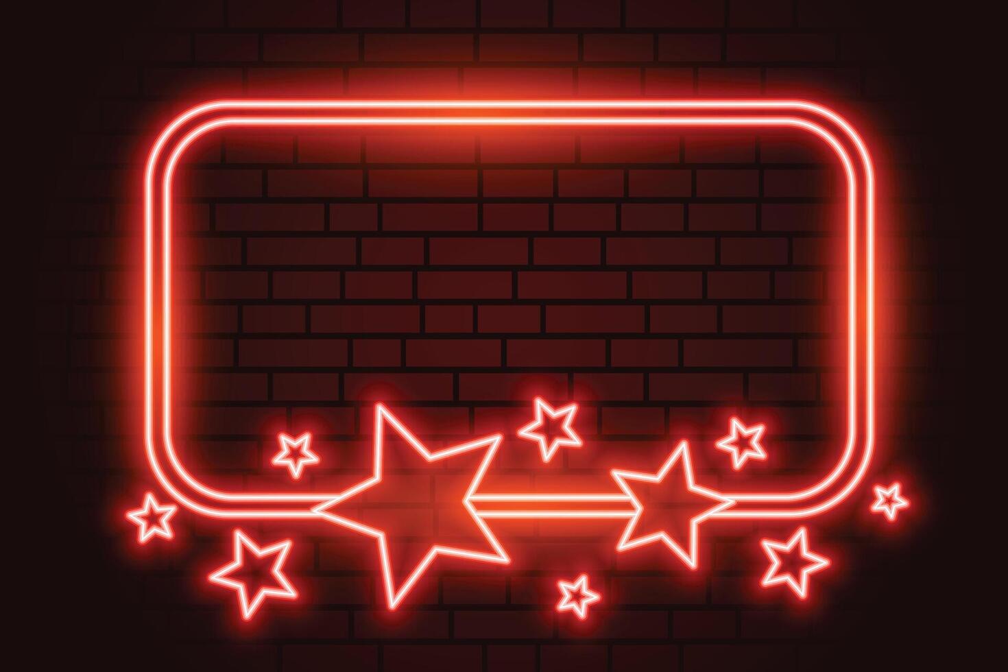 electric led neon frame background with shiny star design vector