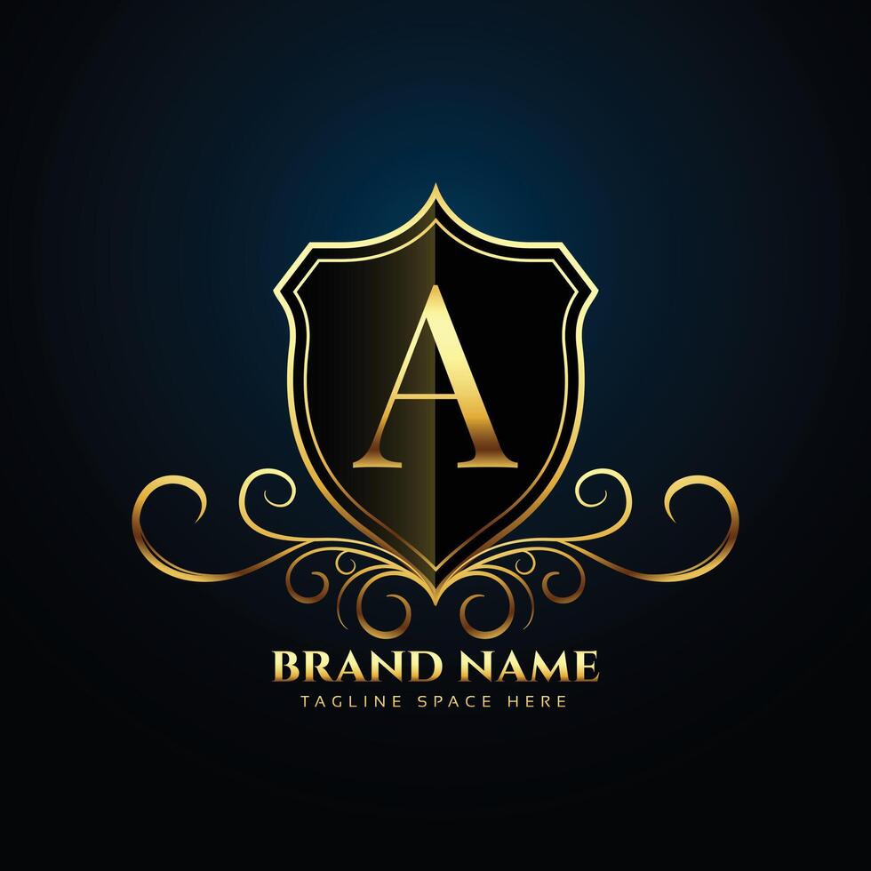 shiny and golden letter A logo background corporate identity vector