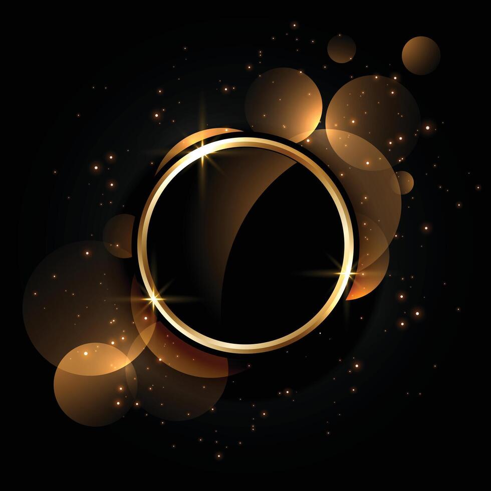 shiny golden premium circle frame background vector illustration