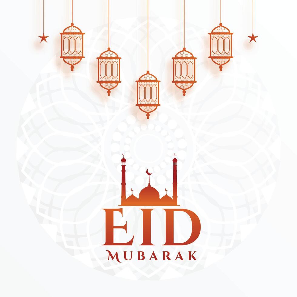 eid Mubarak Arábica islámico saludo tarjeta diseño en plano estilo vector