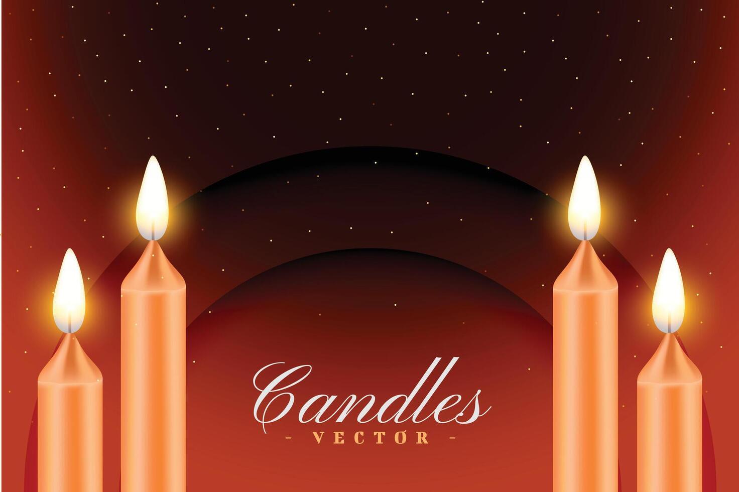 3d realistic burning party candle with fire flame background vector