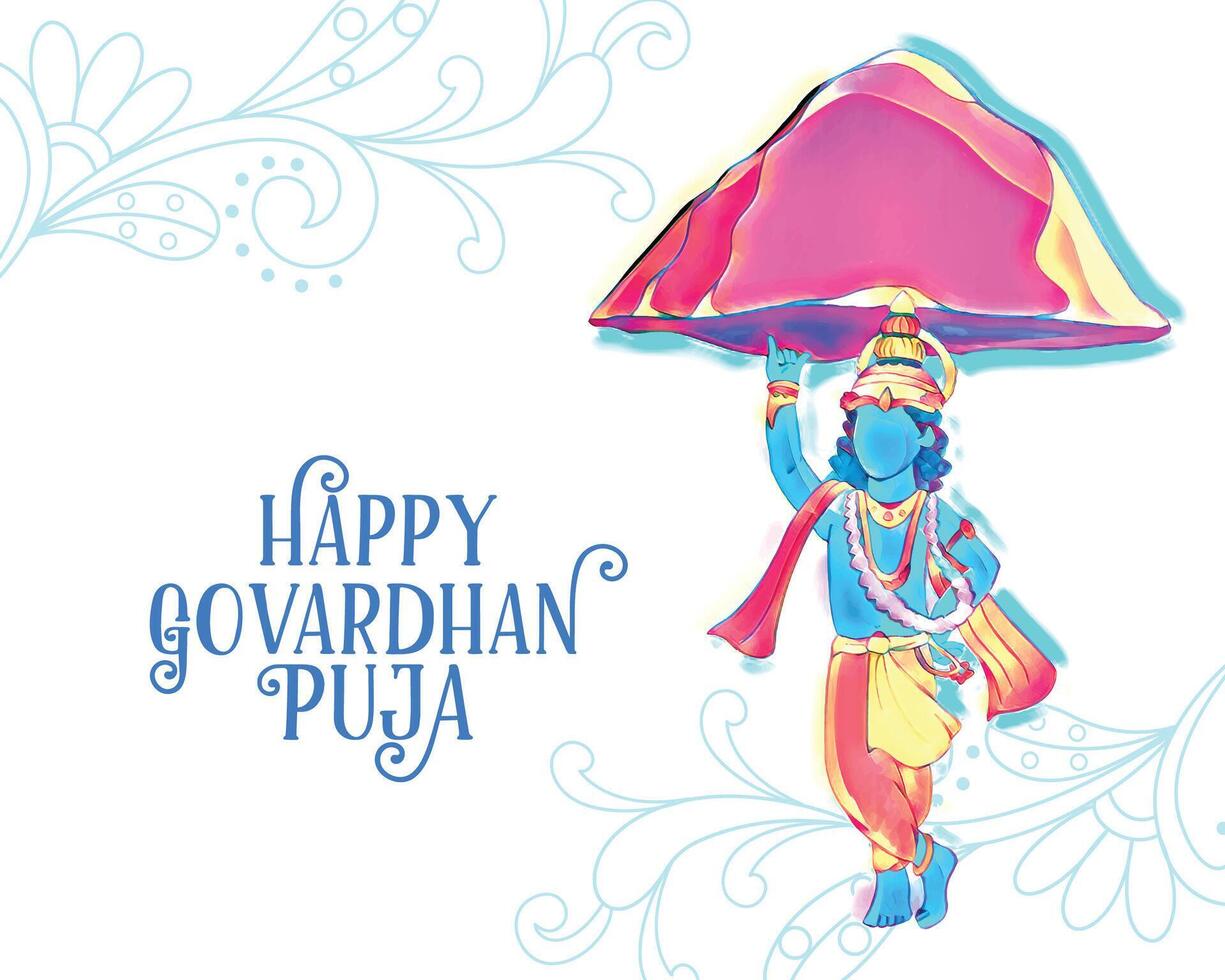 hindu festival govardhan puja festive background for lord krishna blessing vector