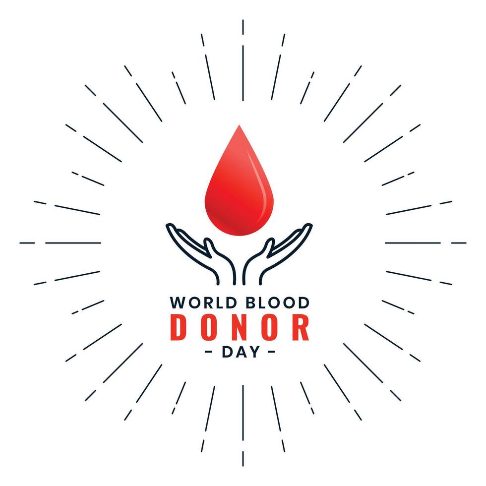 world blood donor day poster with hand saving the drop of blood vector