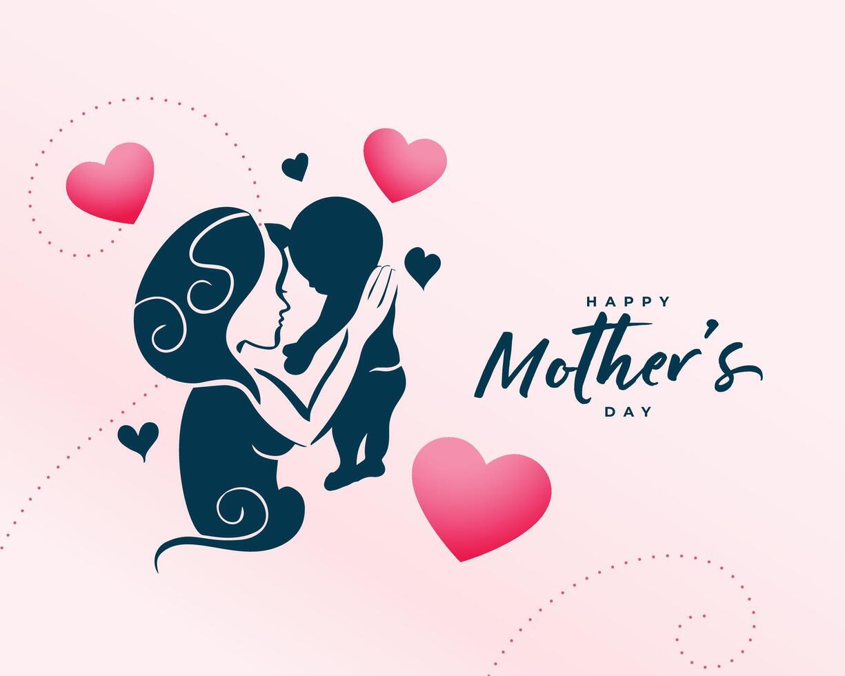 hand drawn happy mothers day card design vector