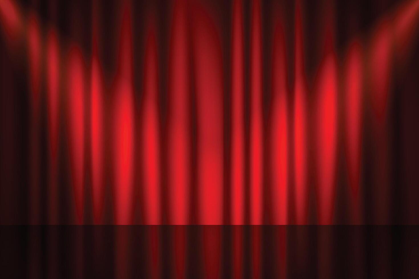 custom red stage curtain banner with spot light effect vector