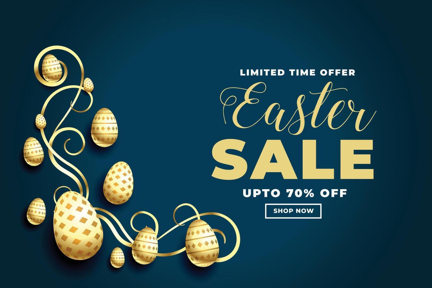 happy easter festival sale banner with golden eggs vector