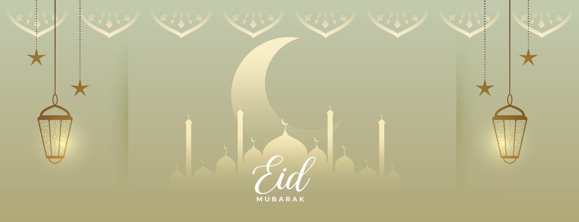 religioso eid Mubarak islámico bandera diseño vector