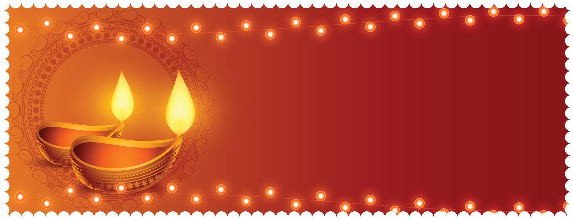 shubh deepavali festival banner with text space and oil lamp vector