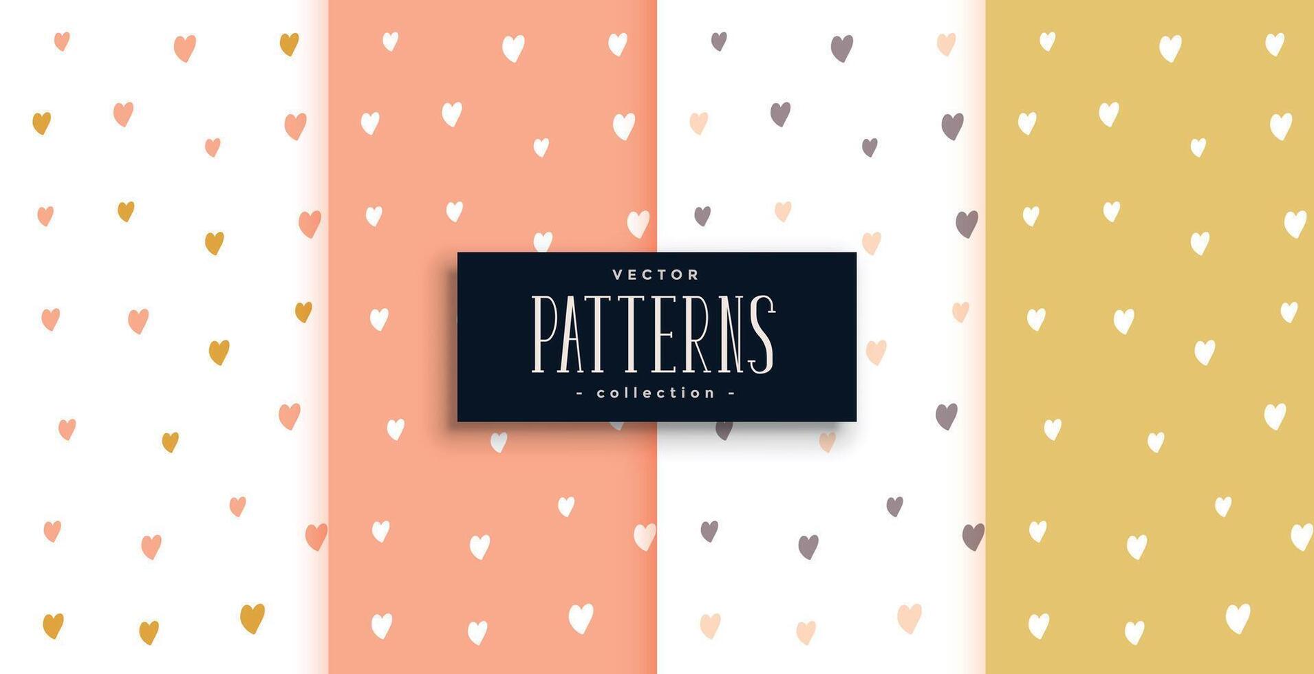 set of cute heart pattern background in four colors vector