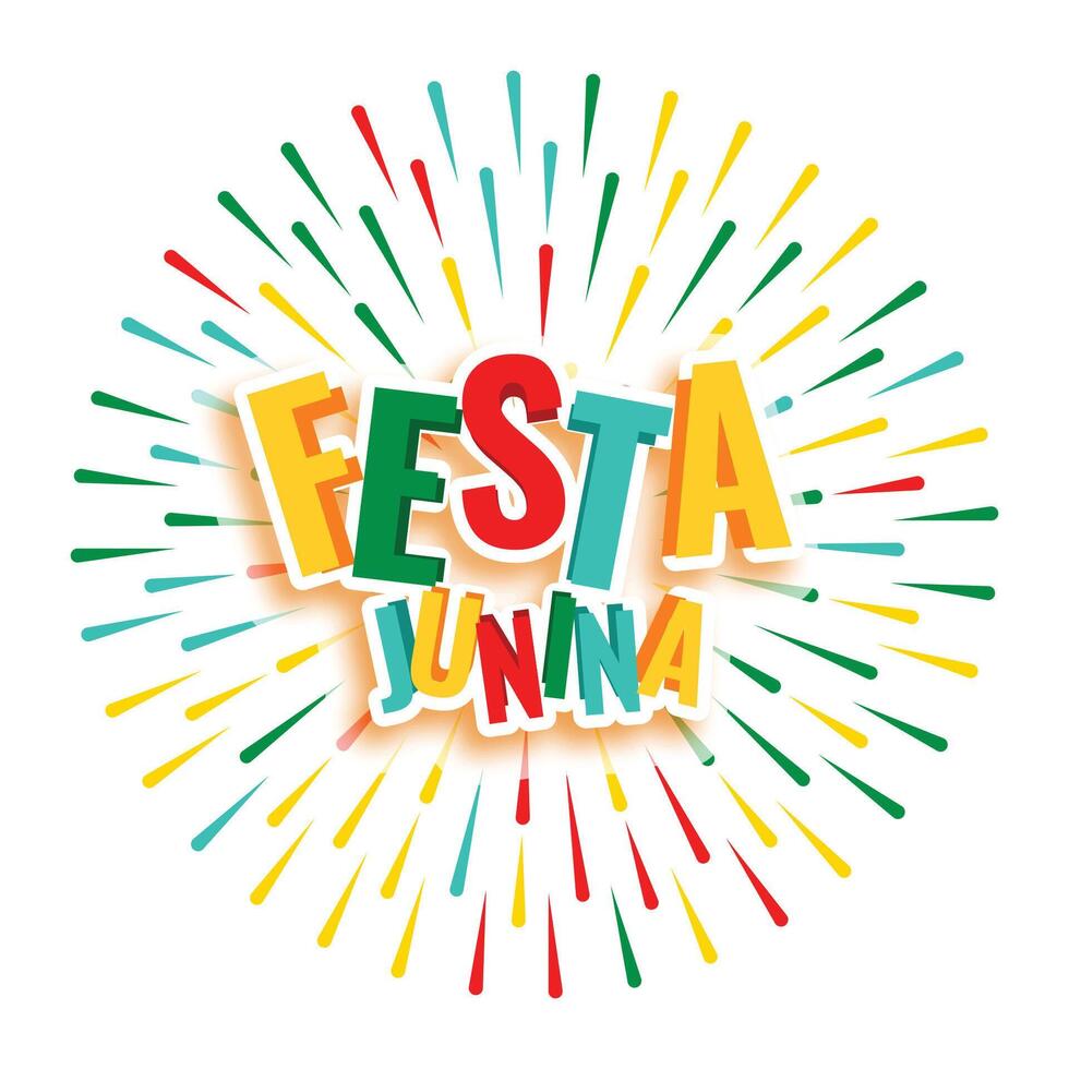 colorful festa junina party poster with bursting lines fireworks vector
