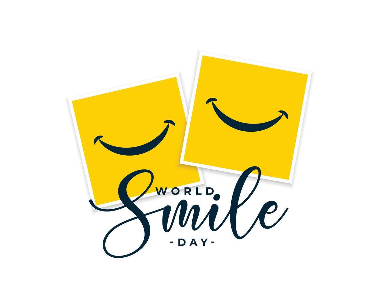 creative world smile day background with photo frame for happy face vector